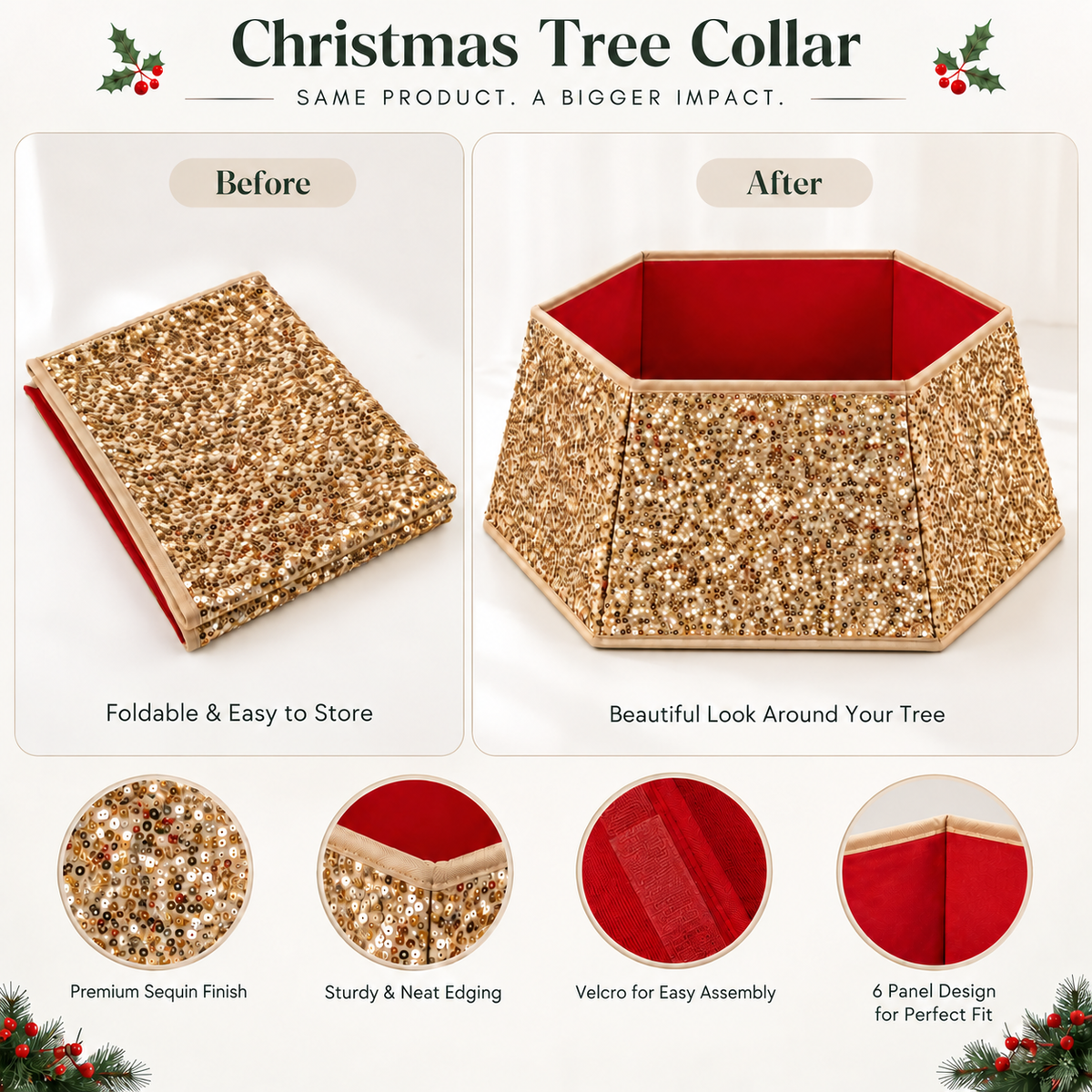 Sequins Tree Collar - Glam Gold