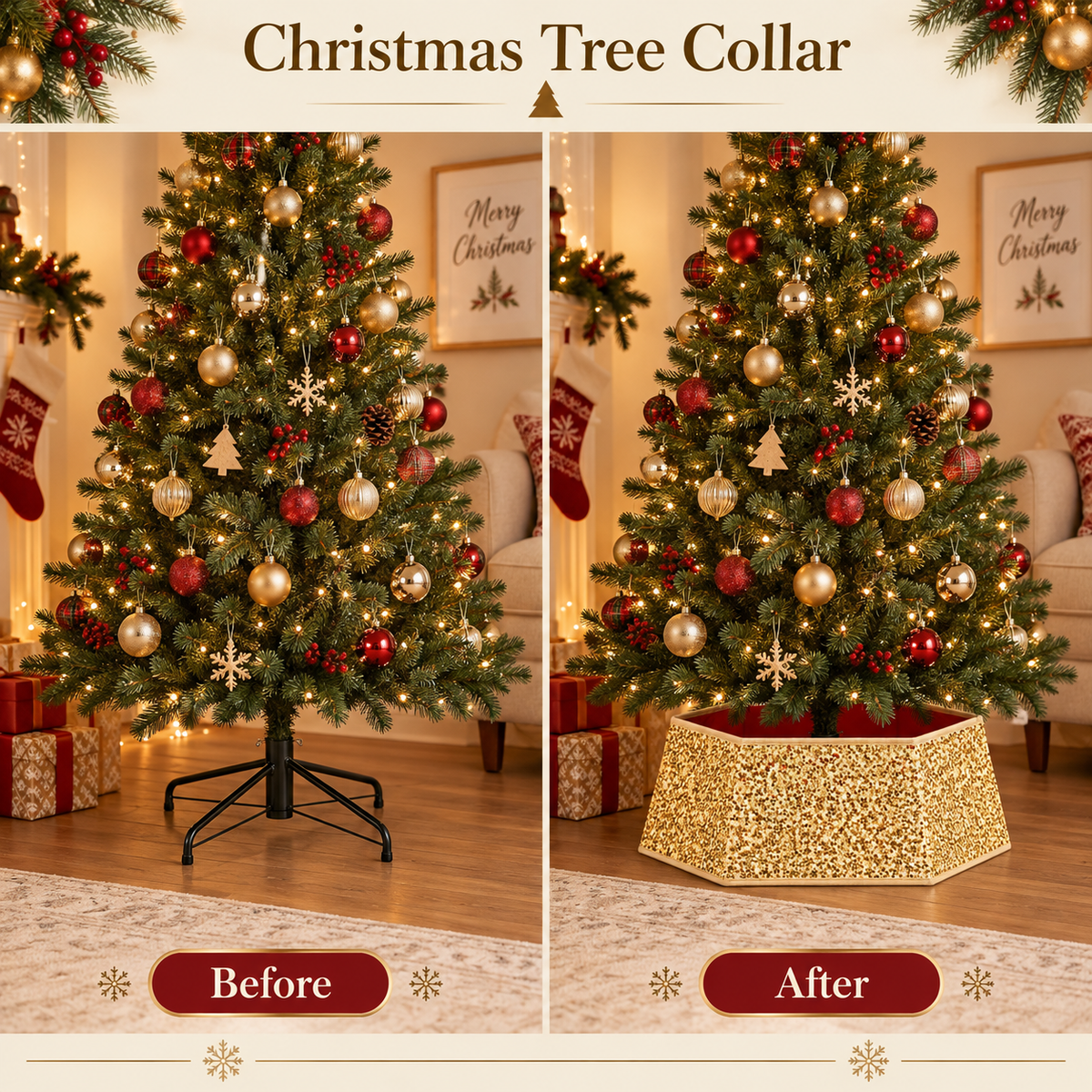 Sequins Tree Collar - Glam Gold