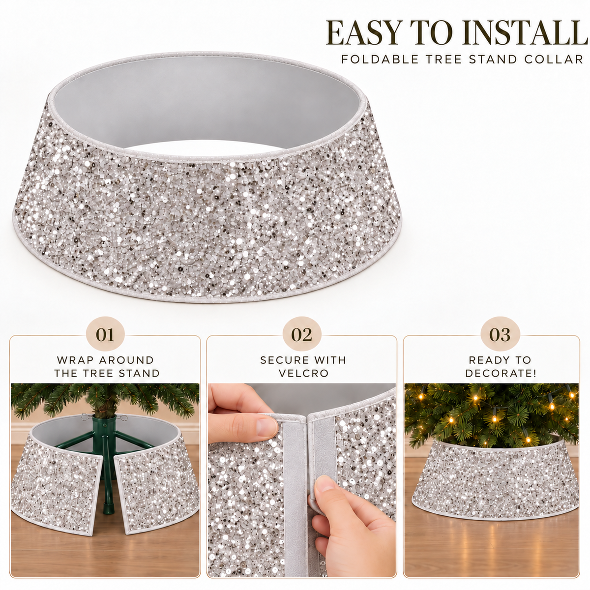 Sequins Tree Collar - Icy Pearl