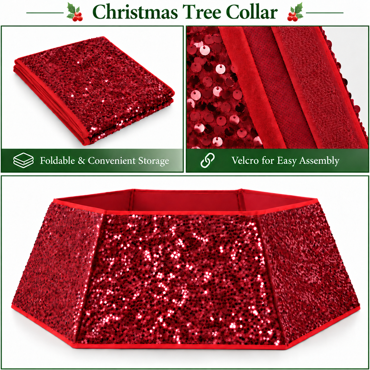 Sequins Tree Collar - Rich Burgundy