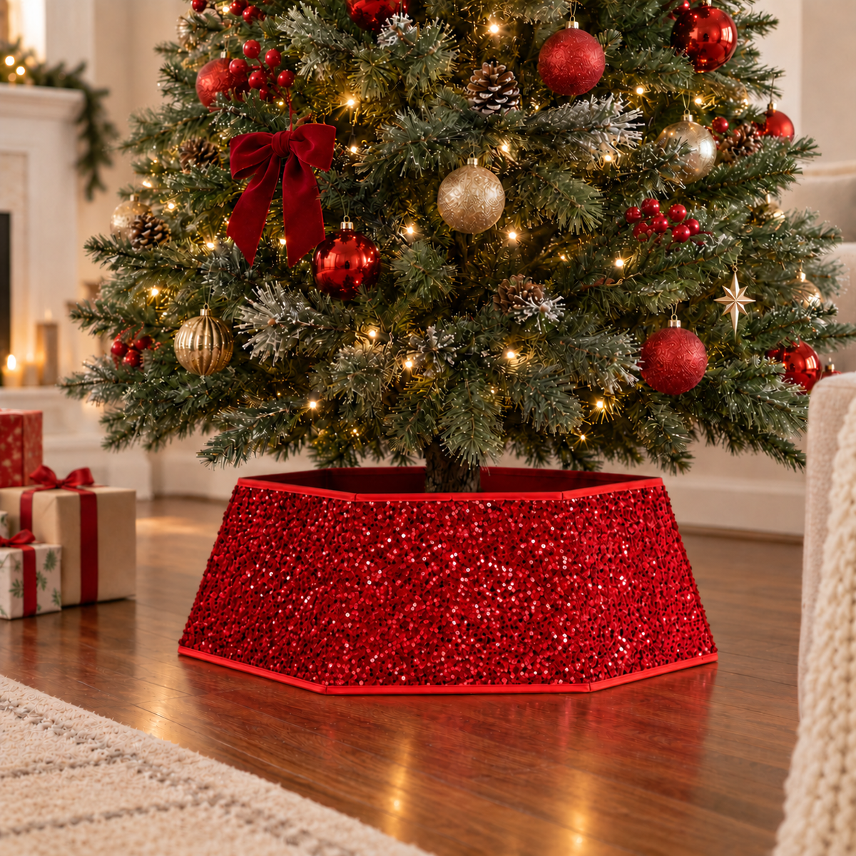 Sequins Tree Collar - Rich Burgundy