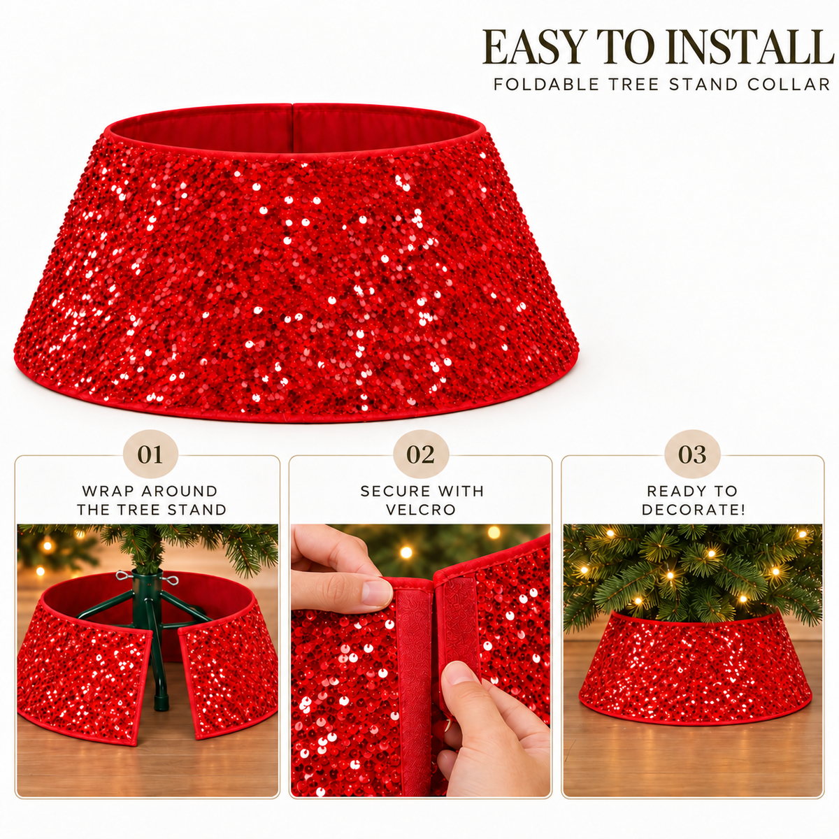 Sequins Tree Collar - Royal Red