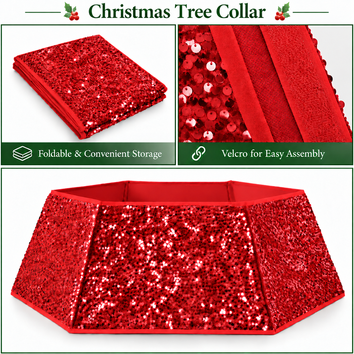 Sequins Tree Collar - Ruby Red