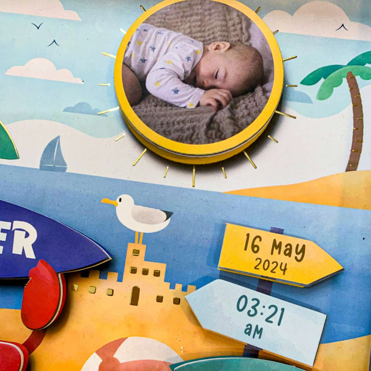 Shadow Box Frame with Gold Foil - Beach