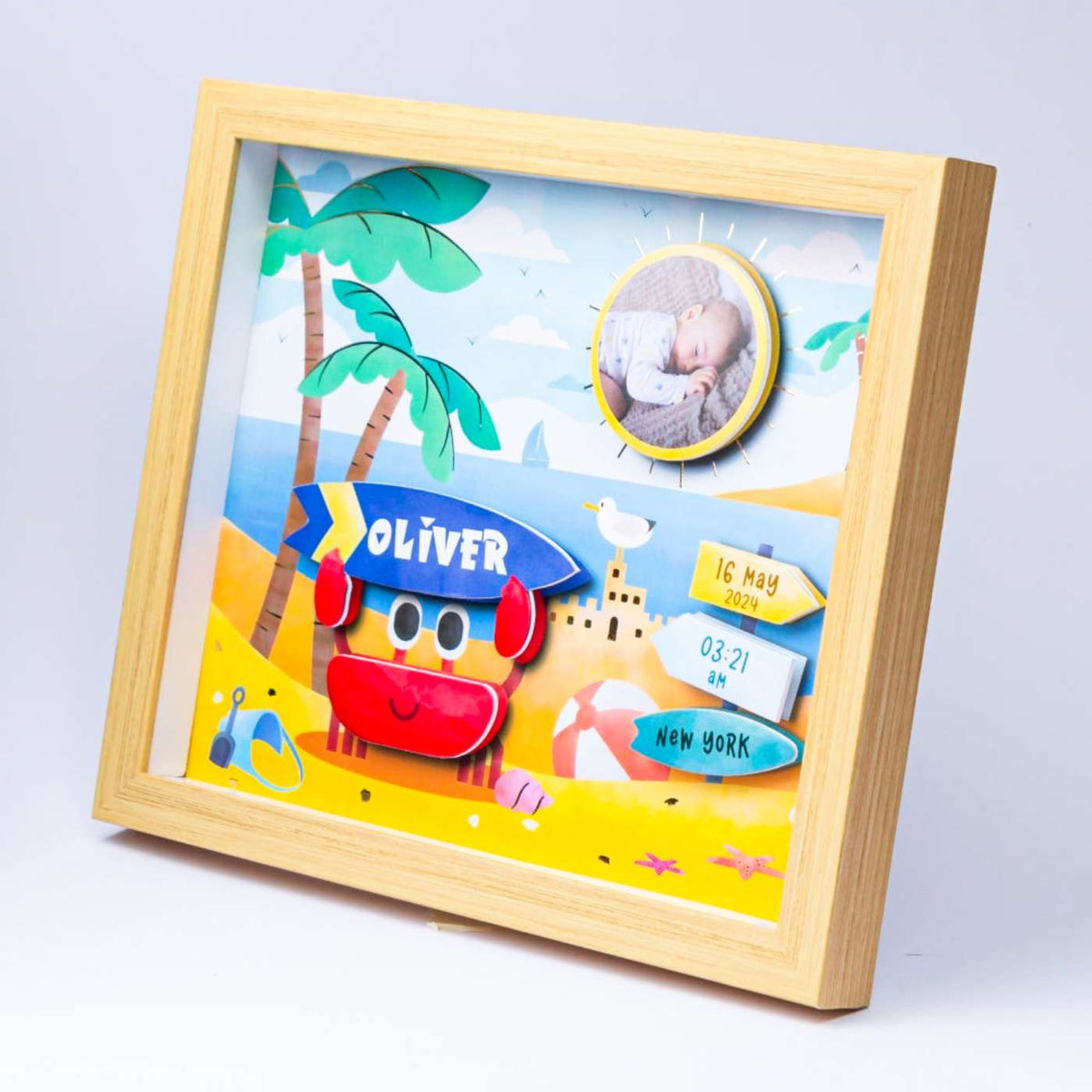 Shadow Box Frame with Gold Foil - Beach