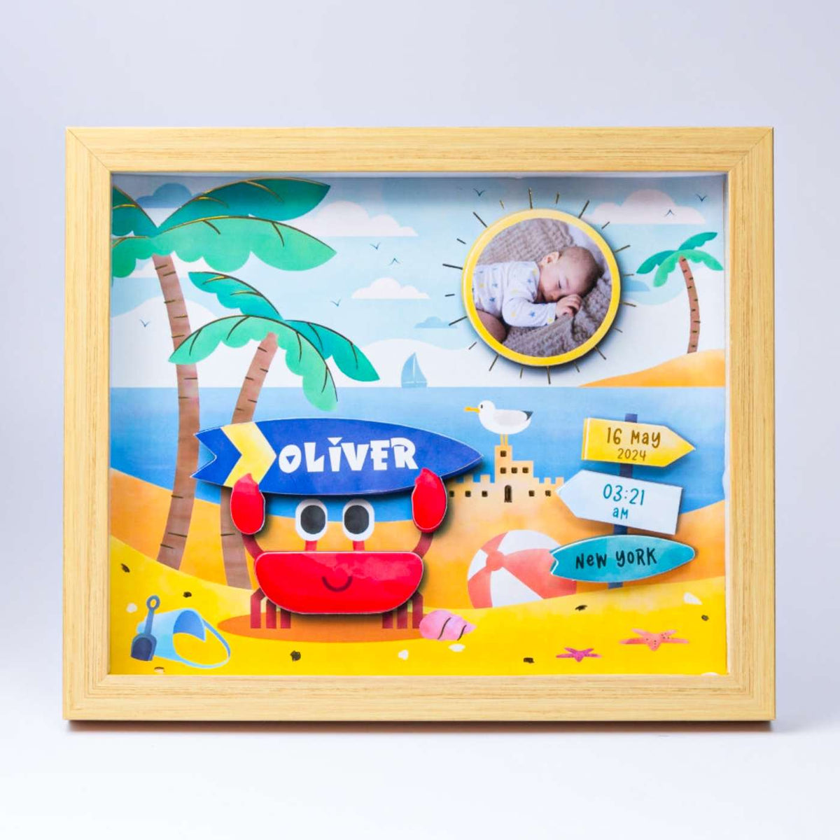 Shadow Box Frame with Gold Foil - Beach
