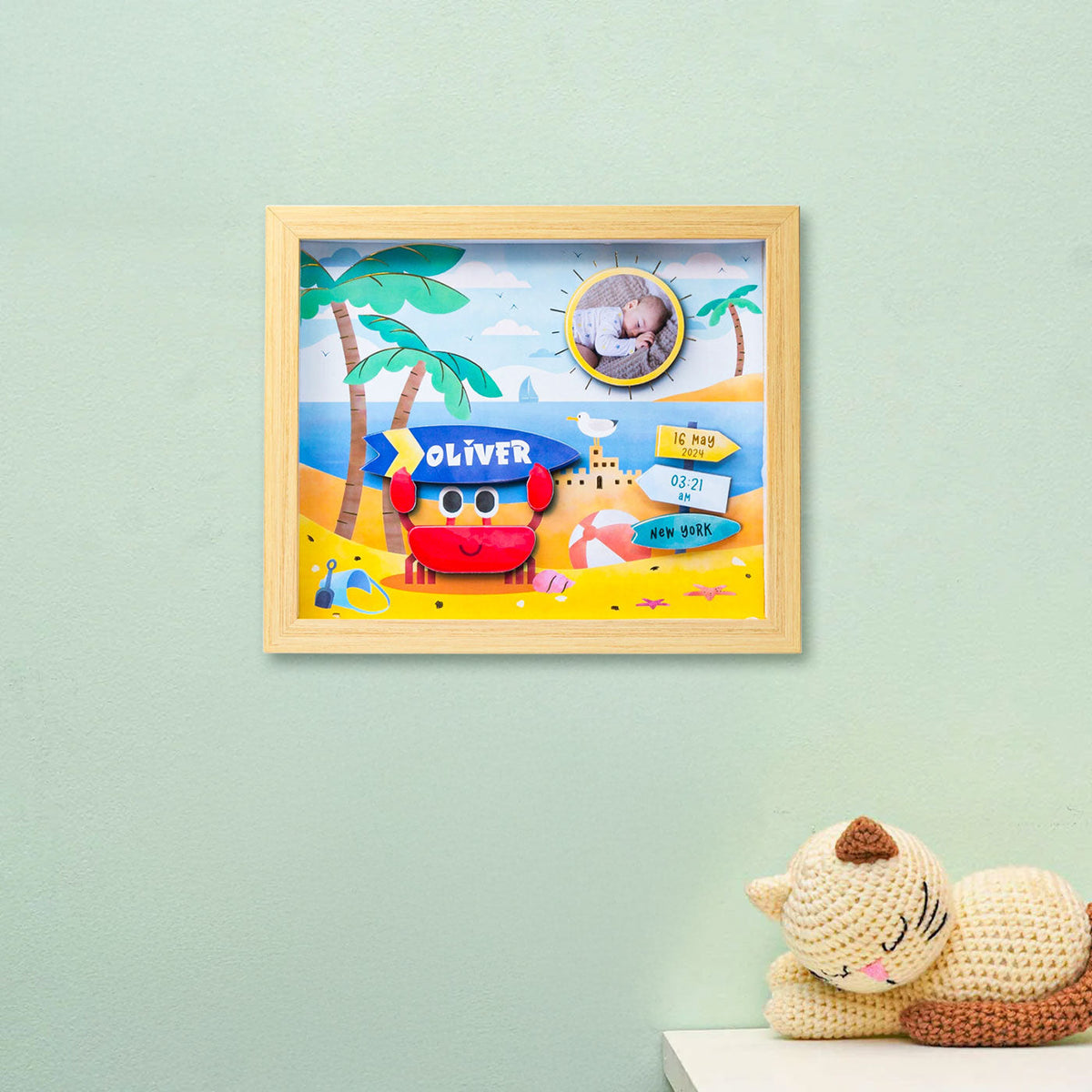Shadow Box Frame with Gold Foil - Beach