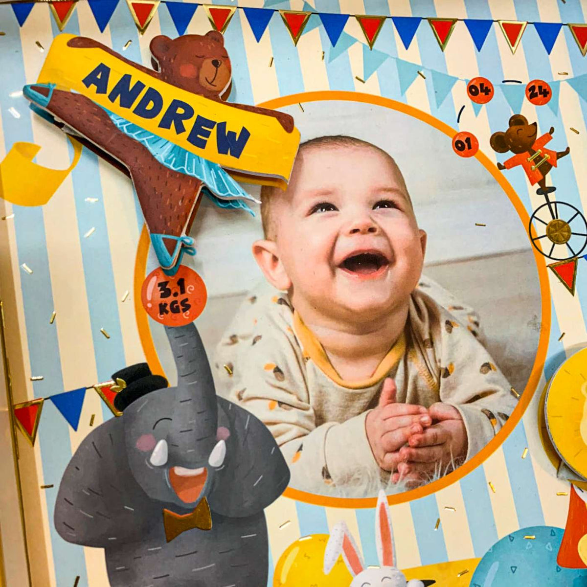 Shadow Box Frame with Gold Foil - Circus