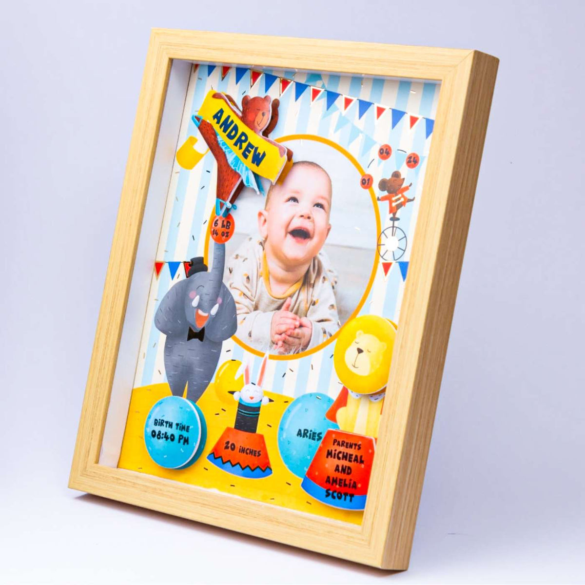 Shadow Box Frame with Gold Foil - Circus