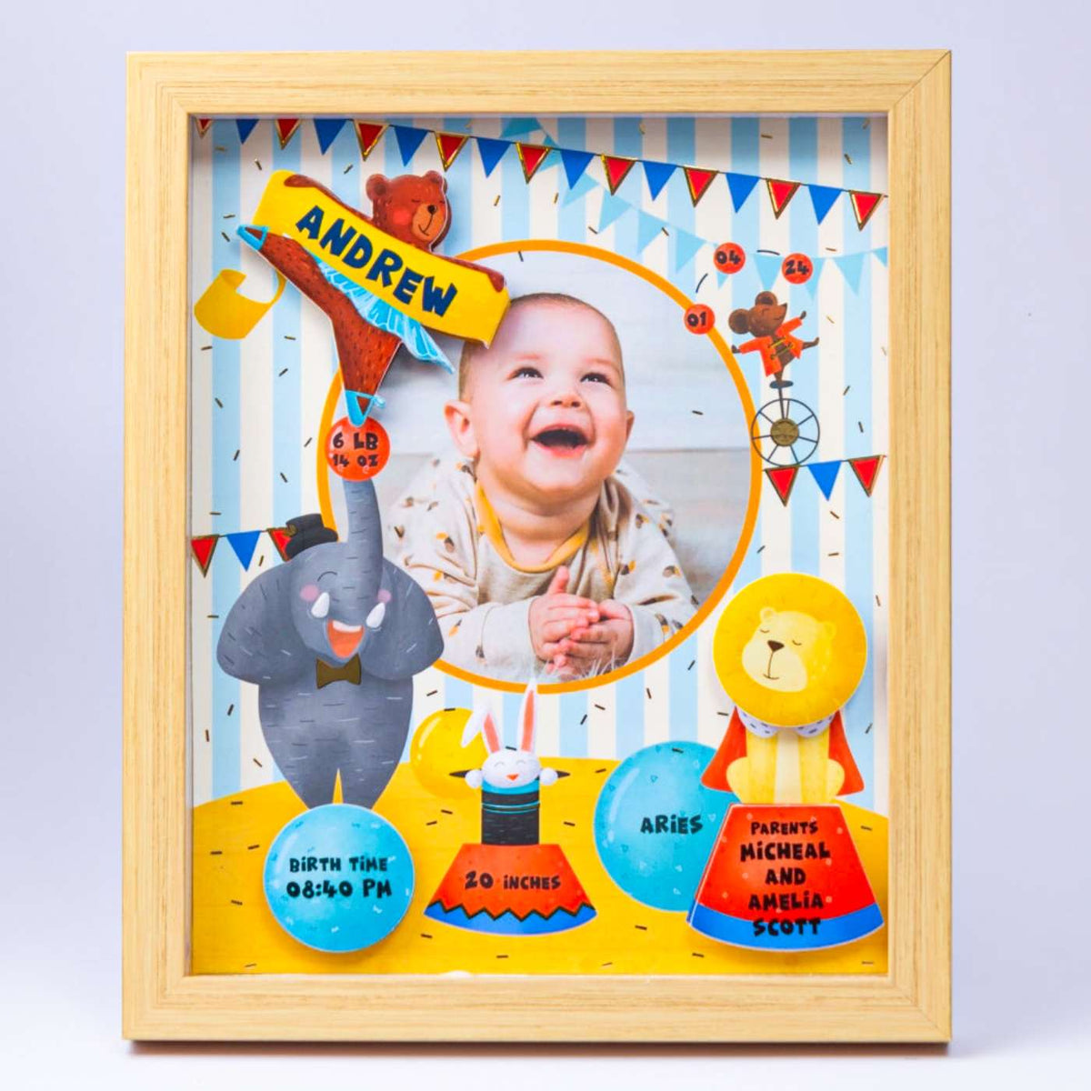 Shadow Box Frame with Gold Foil - Circus