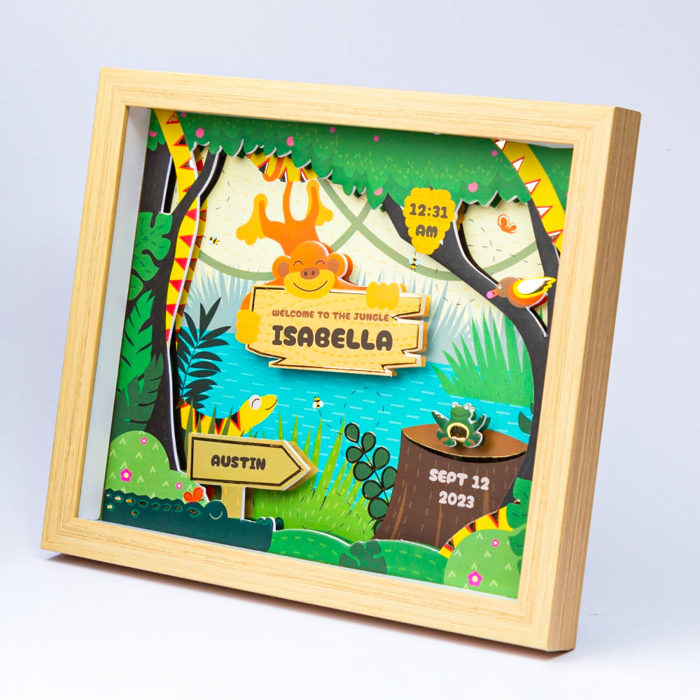 Shadow Box Frame with Gold Foil - Tropical