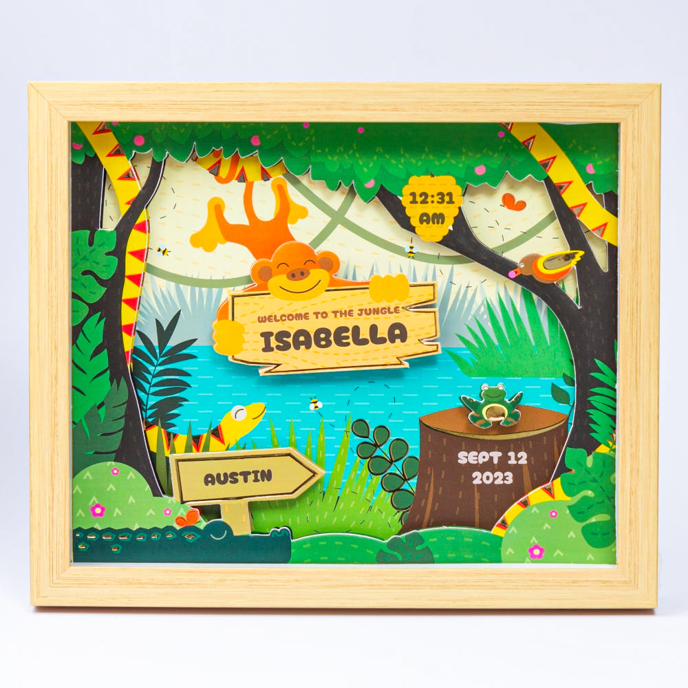 Shadow Box Frame with Gold Foil - Tropical