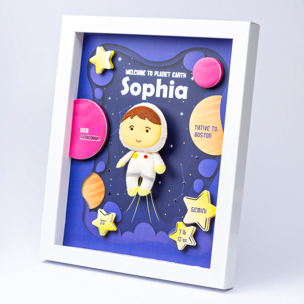 Shadow Box Frame with Silver Foil - Astronaut