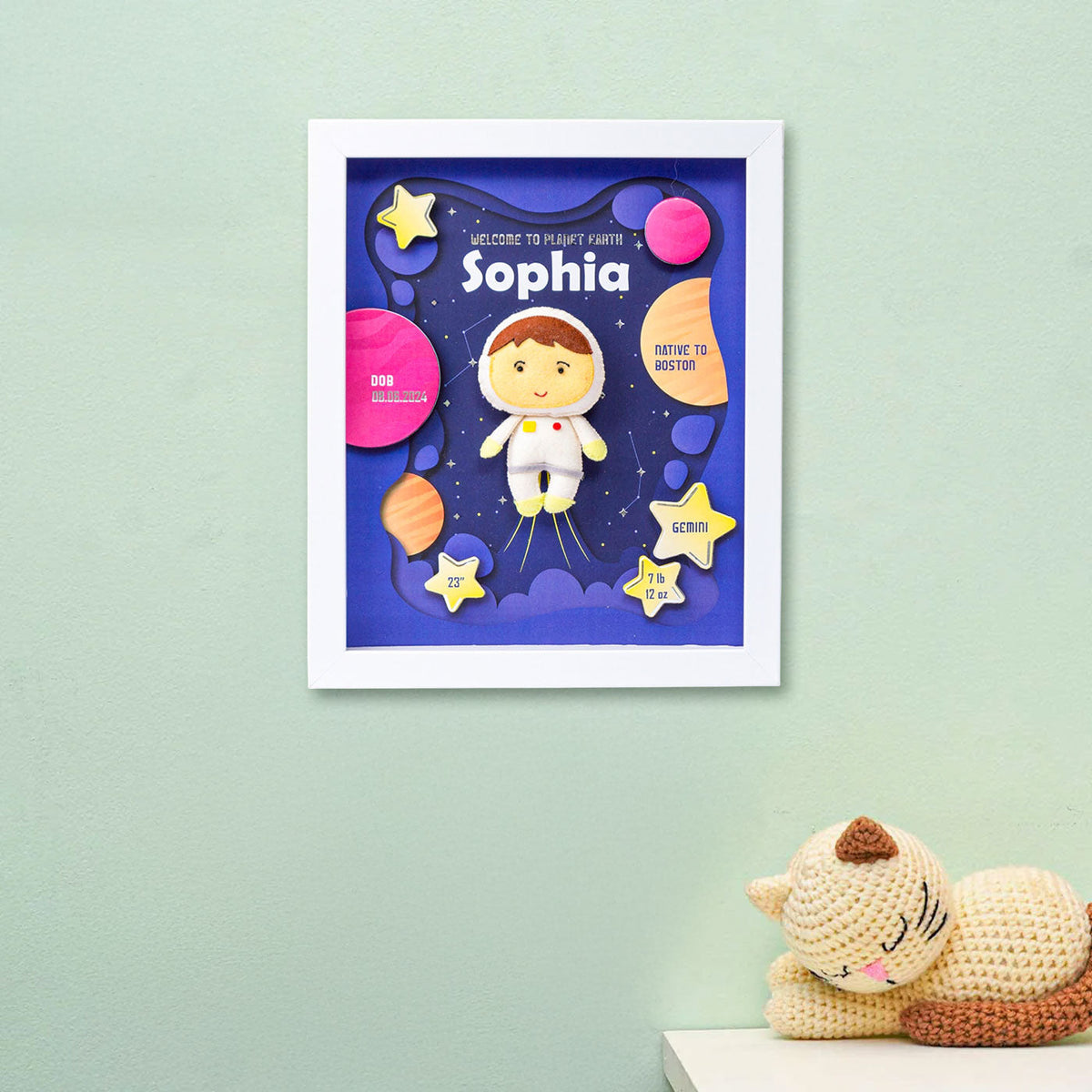 Shadow Box Frame with Silver Foil - Astronaut