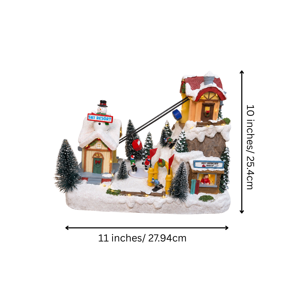 Ski Resort with Moving Cable Cars & Rotating Skaters