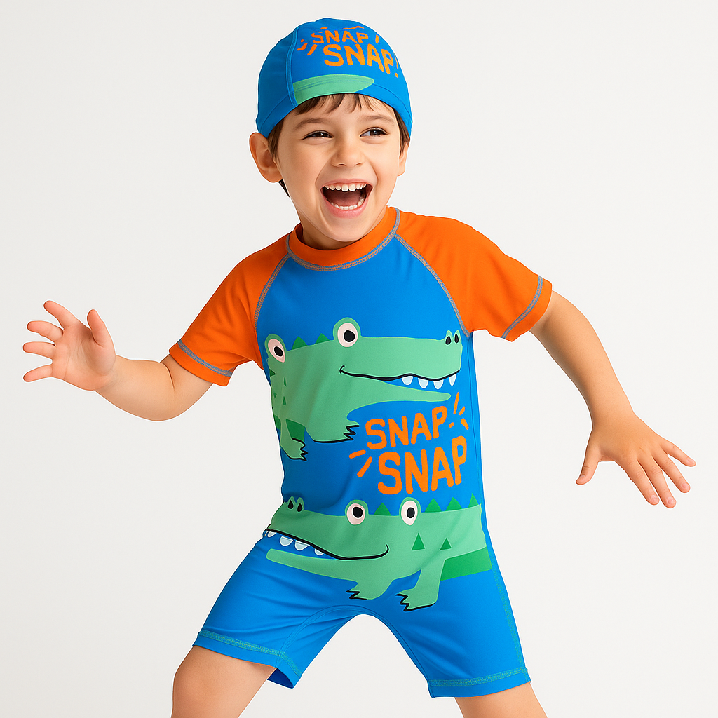 Snap Snap Croco Swim Set with Cap