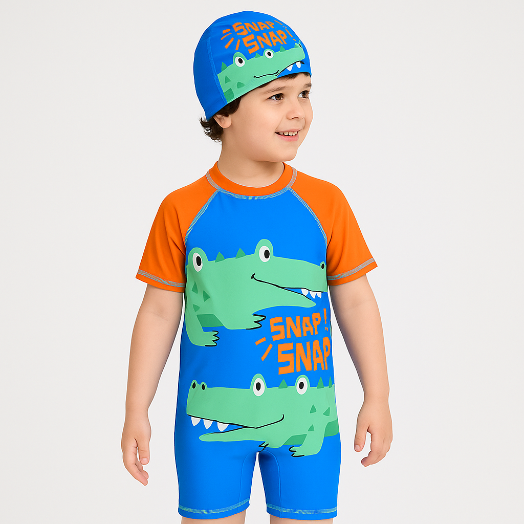 Snap Snap Croco Swim Set with Cap