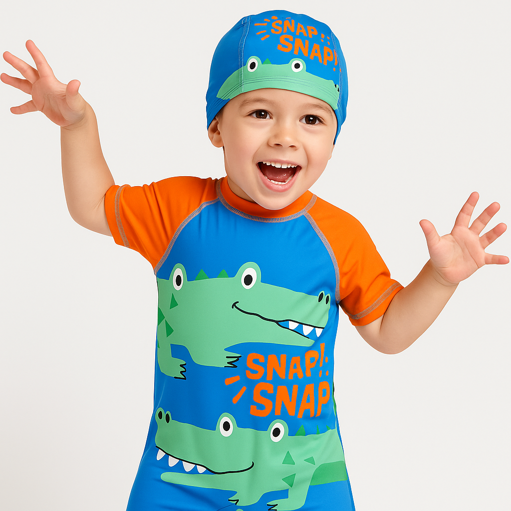 Snap Snap Croco Swim Set with Cap