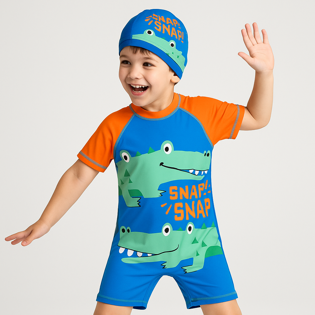 Snap Snap Croco Swim Set with Cap