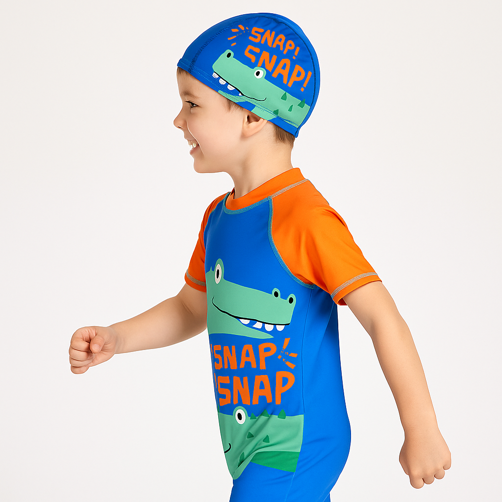 Snap Snap Croco Swim Set with Cap