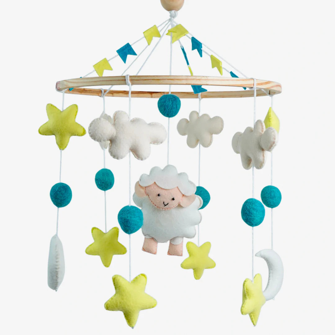 Snuggly Sheep  Cot Mobile & Bunting Combo