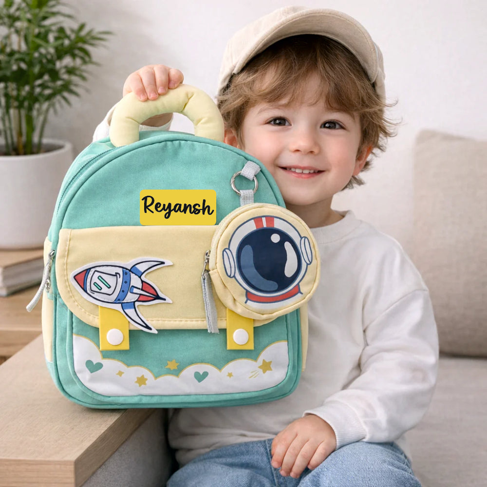 Space Rocket Preschool Backpack with Mini Pouch