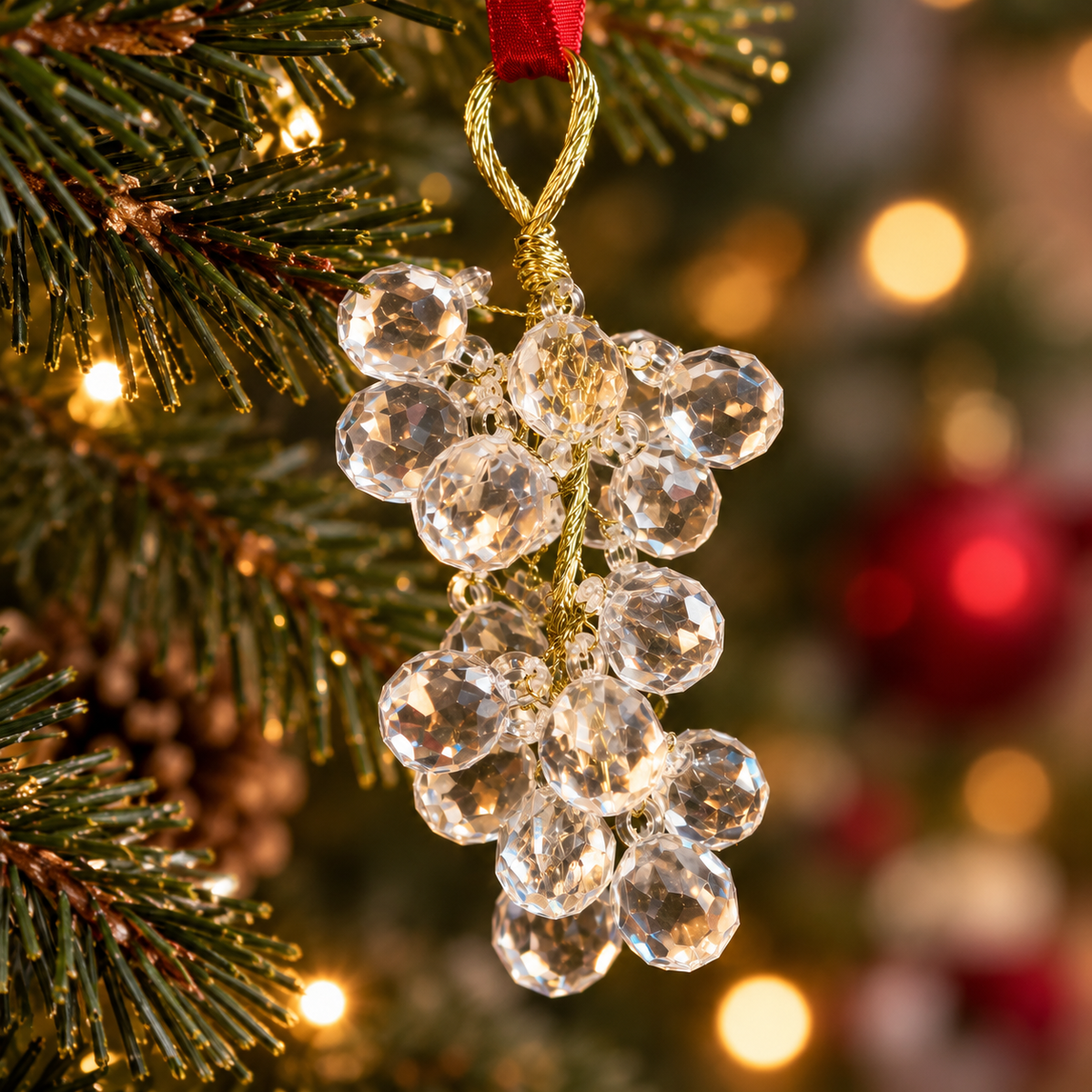 Sparkling Crystal Grape Bunch Tree Decoration