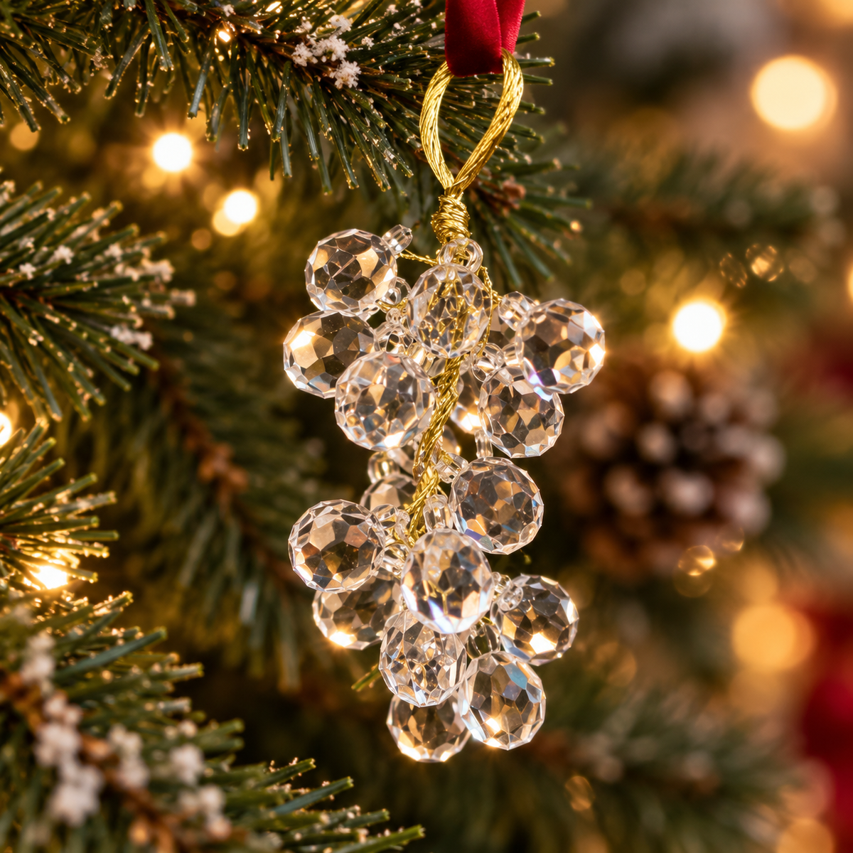 Sparkling Crystal Grape Bunch Tree Decoration