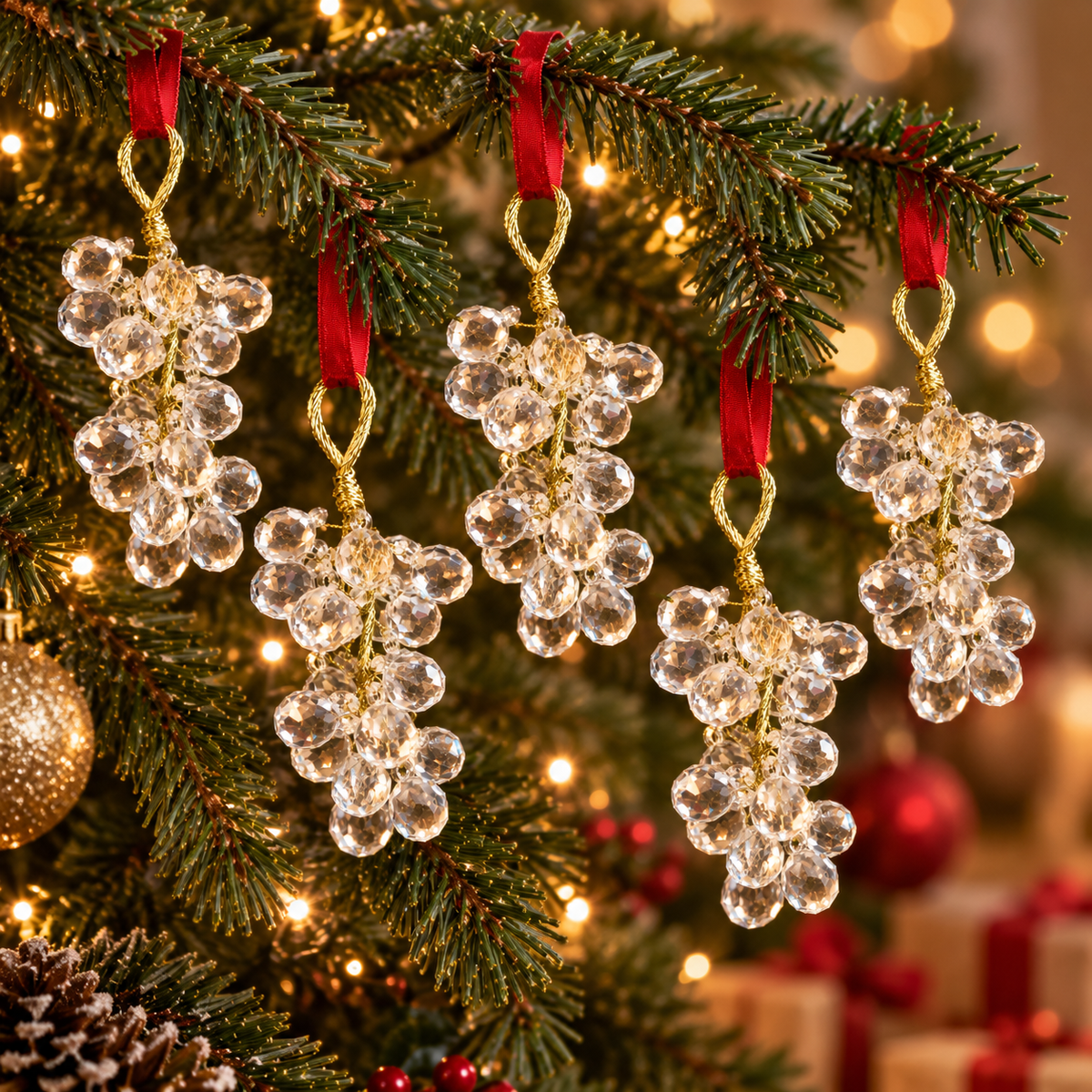 Sparkling Crystal Grape Bunch Tree Decoration