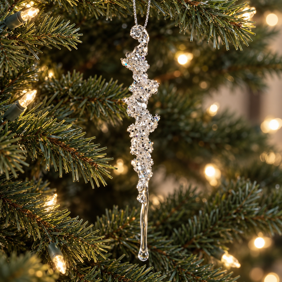 Sparkling Icicle Tree Ornaments – Set of 4