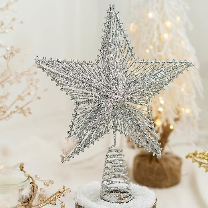 Babble Wrap Sparkling Silver Star Christmas Tree Top