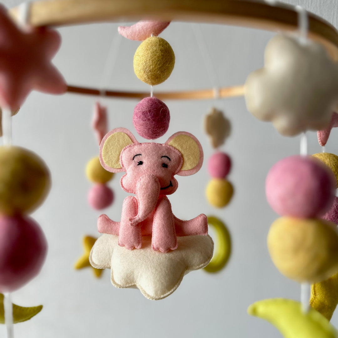 Babble Wrap Cot / Crib Mobile - Starry Sky Elephant