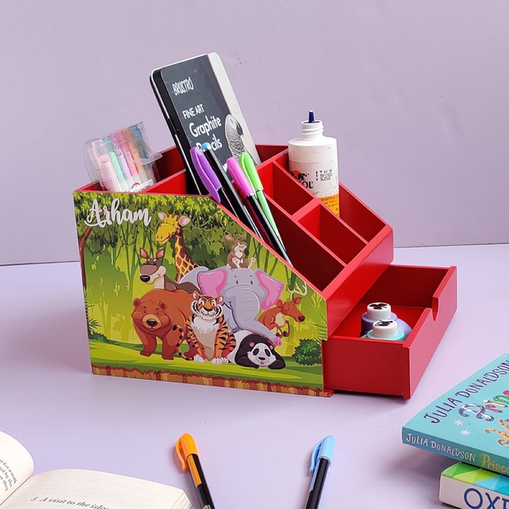Stationery Stand with Drawer- Animal