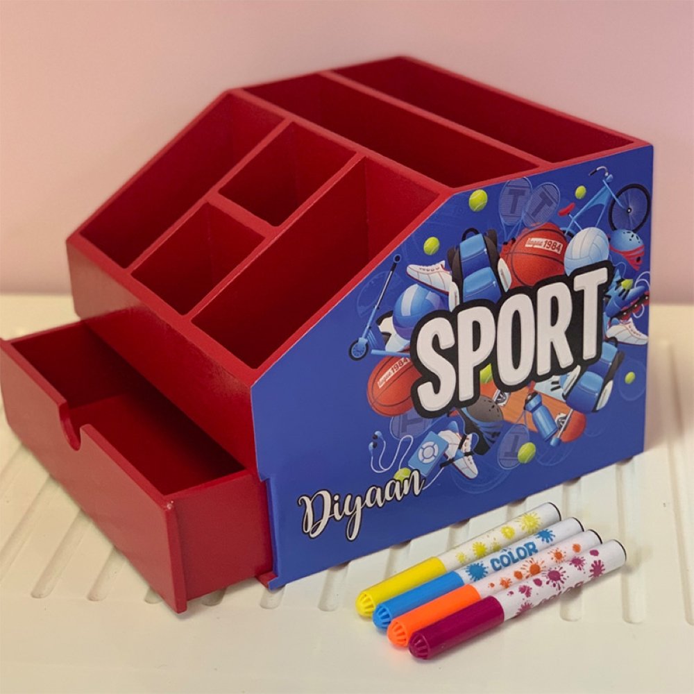 Stationery Stand with Drawer- Sport