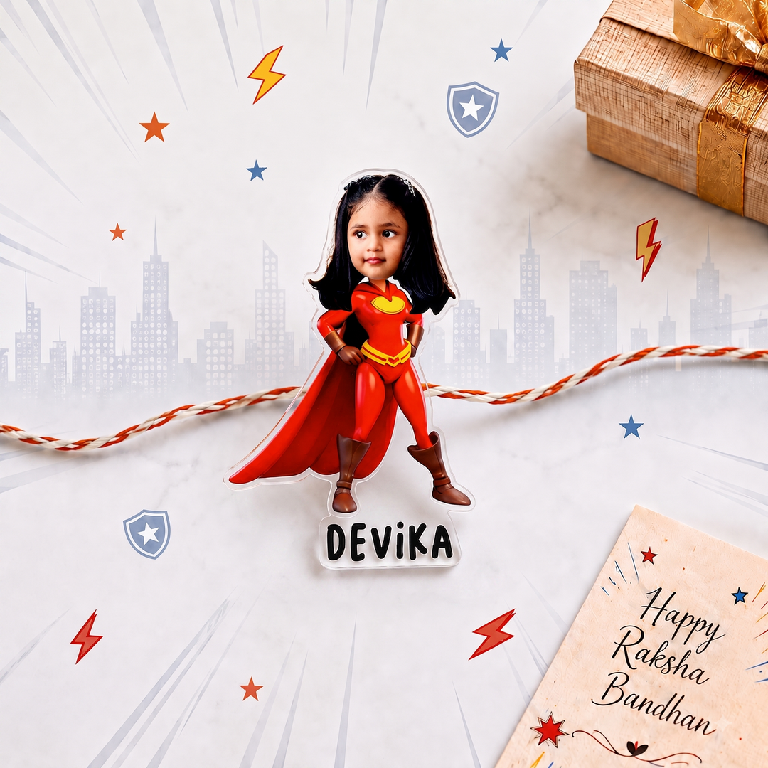 Babble Wrap Personalised Caricature Rakhi - Super Girl