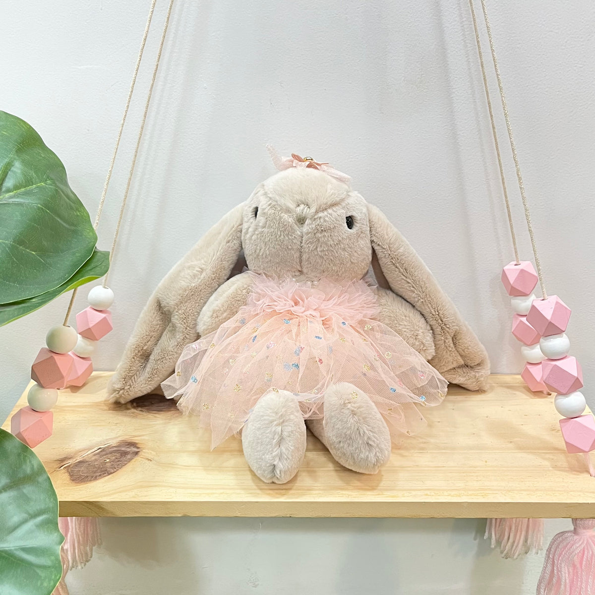 Taupe Bunny Doll - Peach Ballerina
