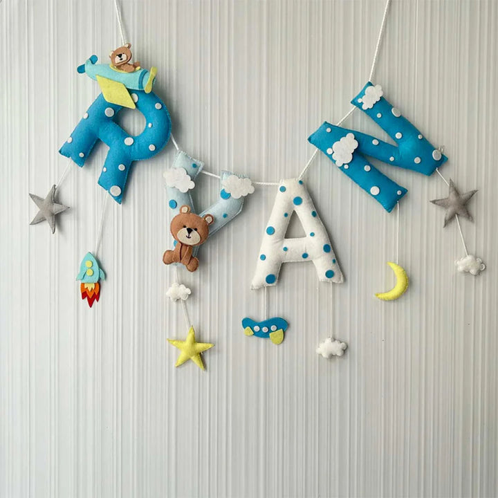 Teddy on a Plane Cot Mobile & Bunting Combo