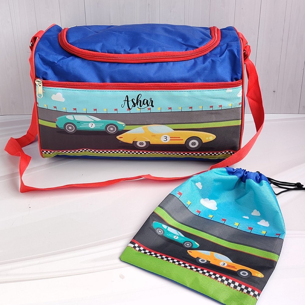 Travel Bag With Pouch- Sports Car