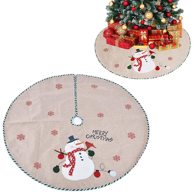 Babble Wrap 42" Tree Skirts - Snowman’s Embrace