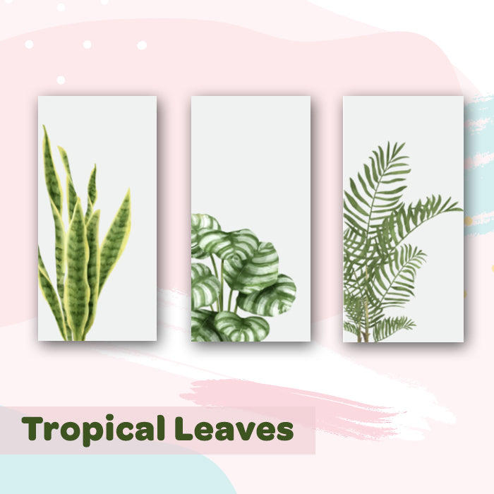 Tropical Leaves Canvas For Wall (Set of 3)
