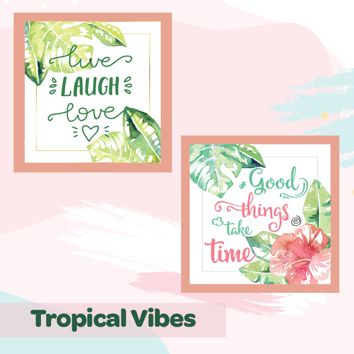 Tropical Vibes Quotes Framed Wall Art (Set of 2)