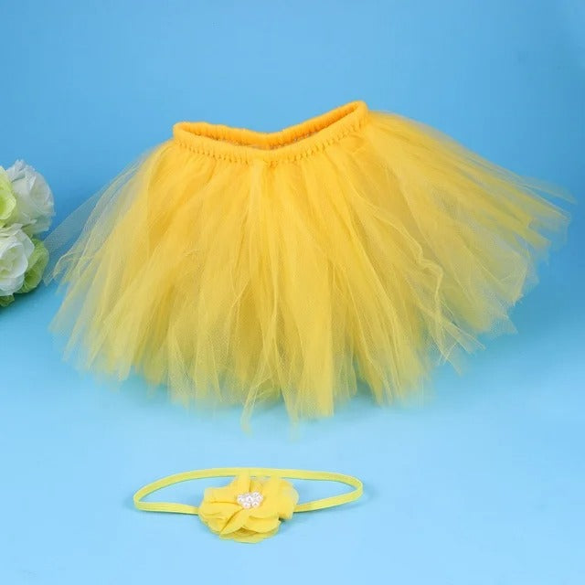 Tutu Skirt - Mango Yellow (with Hairband)