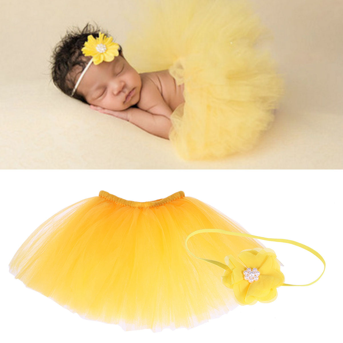 Tutu Skirt - Mango Yellow (with Hairband)