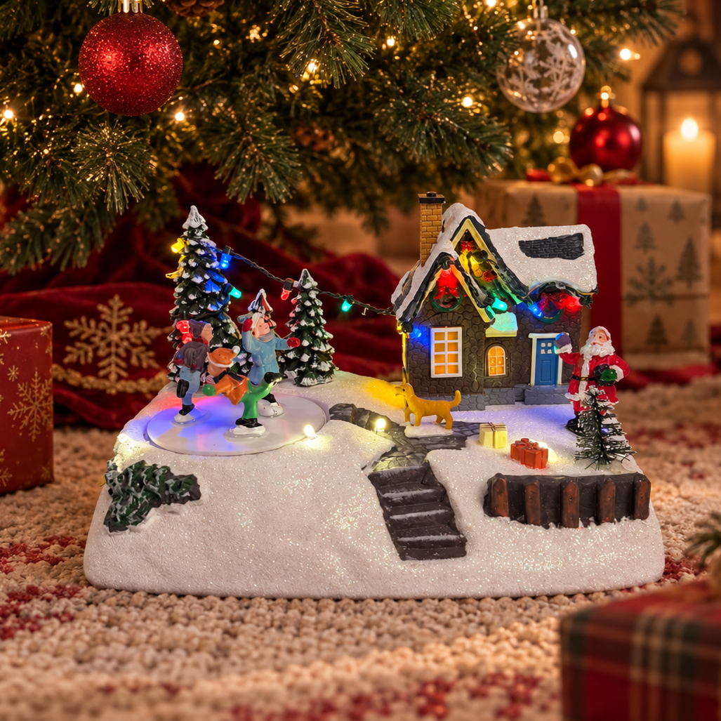 Twinkling Ice Skating Cottage