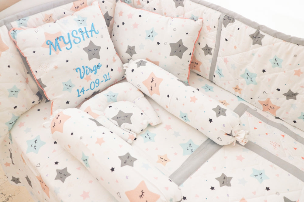 Twinkly Stars- Throw Cushion (Peach)