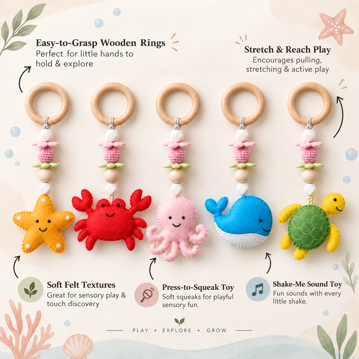 Under the Sea Adventures – Wooden Baby Play Gym