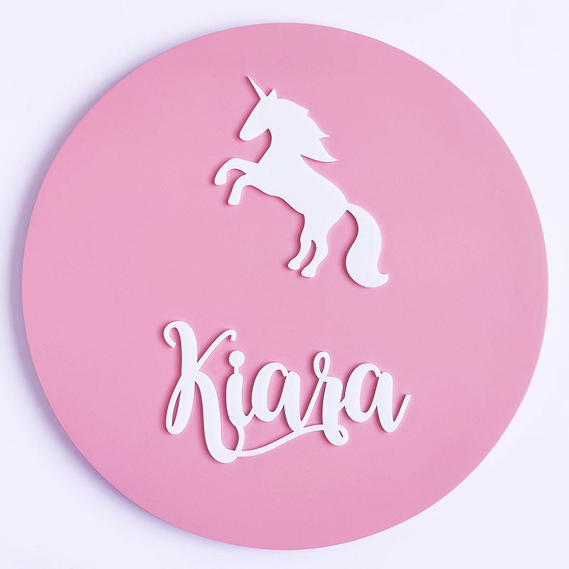 Unicorn Name Plaque - Pink