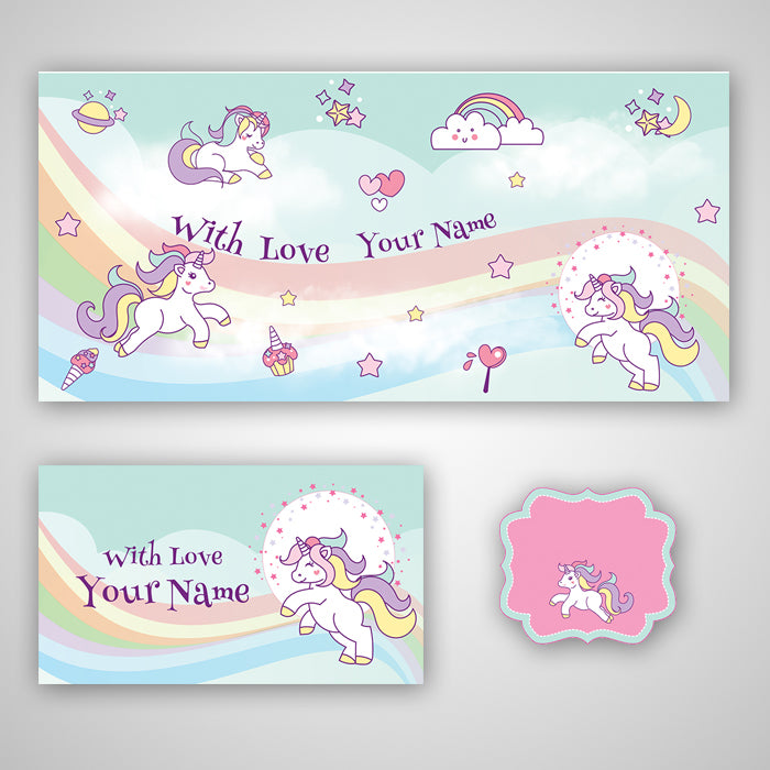 PERSONALISED GIFT ENVELOPES, CARDS & STICKERS COMBO -  TENNIS, SET OF 130