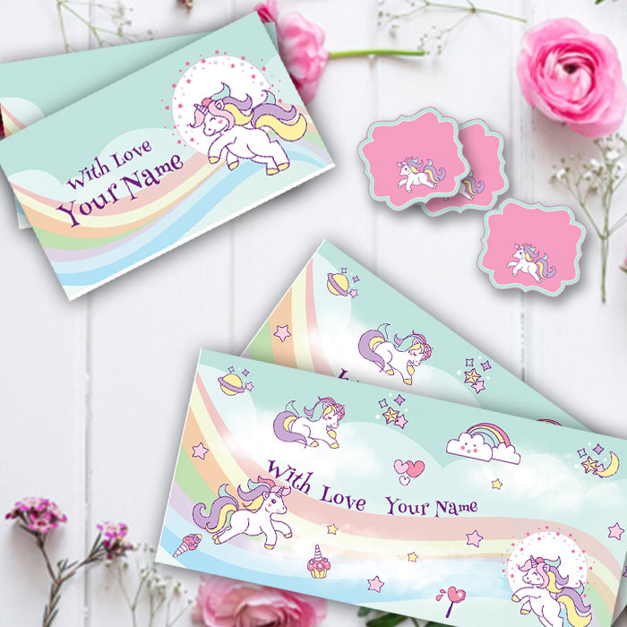 PERSONALISED GIFT ENVELOPES, CARDS & STICKERS COMBO -  TENNIS, SET OF 130