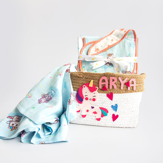 Unicorn Dreams - Welcome Baby Gift Basket